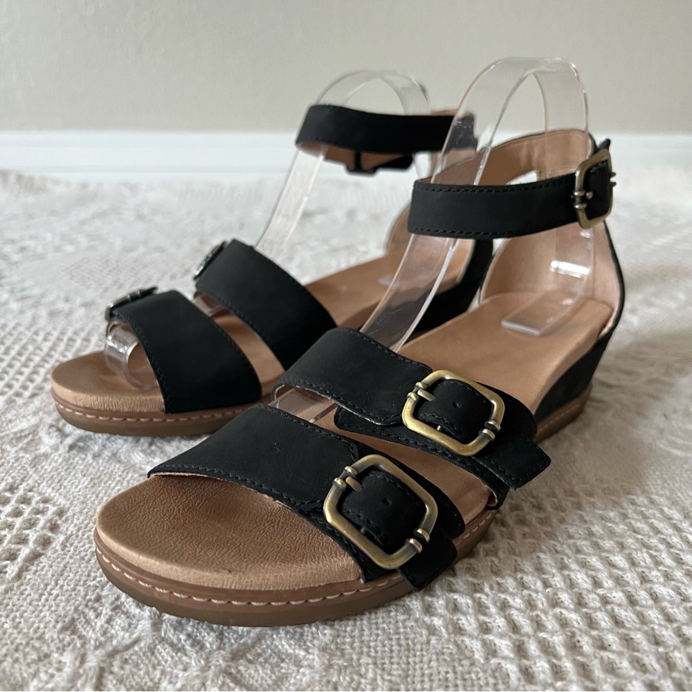 Dansko Astrid Wedge Sandals Adjustable Buckles All Day Comfort Size 40 Leather